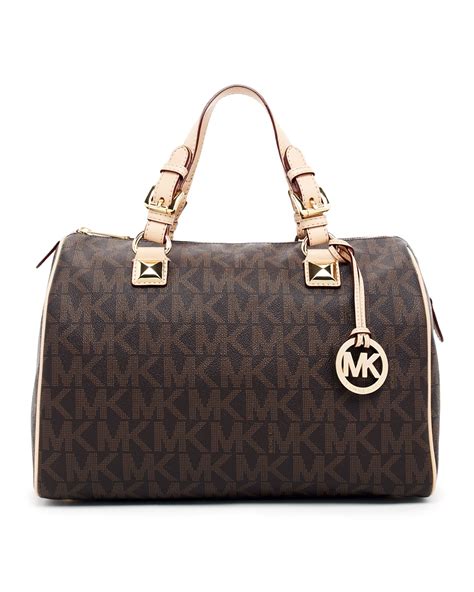 michael kors grayson purse brown leather|Michael Kors grey shoulder bag.